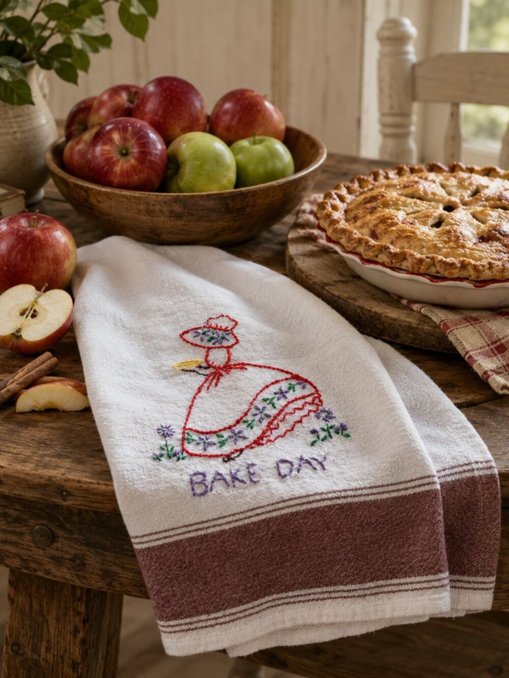 Vintage Hand Embroidered Kitchen Towel